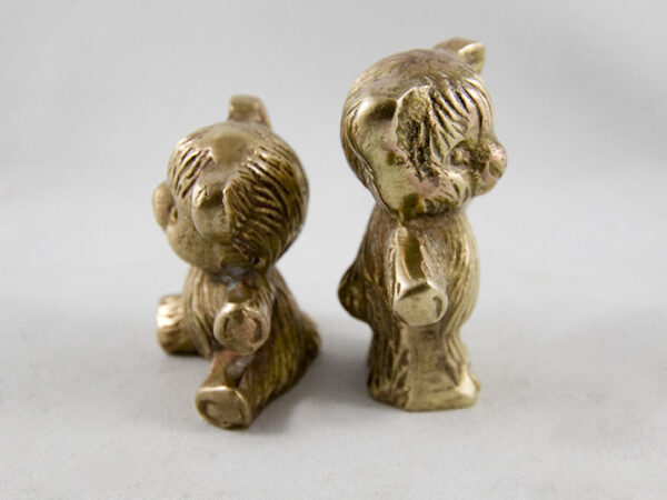 Petite Solid Brass Teddy Bears Set of 2 - sides