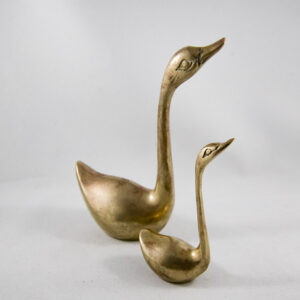 Vintage Solid Brass Swans