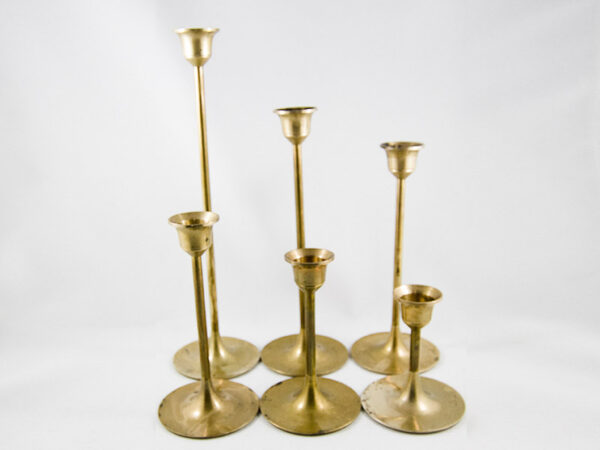 Brass Candlestick Holders Set of 6 Graduated Sizes 2