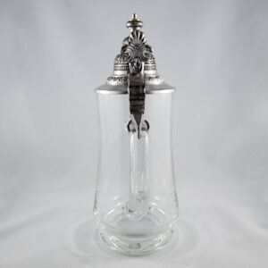 Glass Beer Stein with Pointed Pewter Lid - back