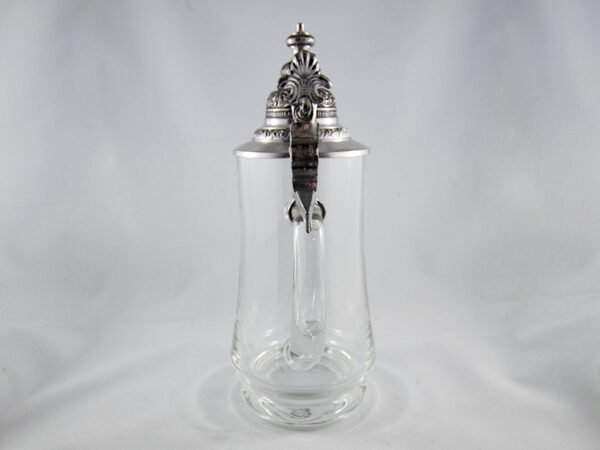 Glass Beer Stein with Pointed Pewter Lid - back
