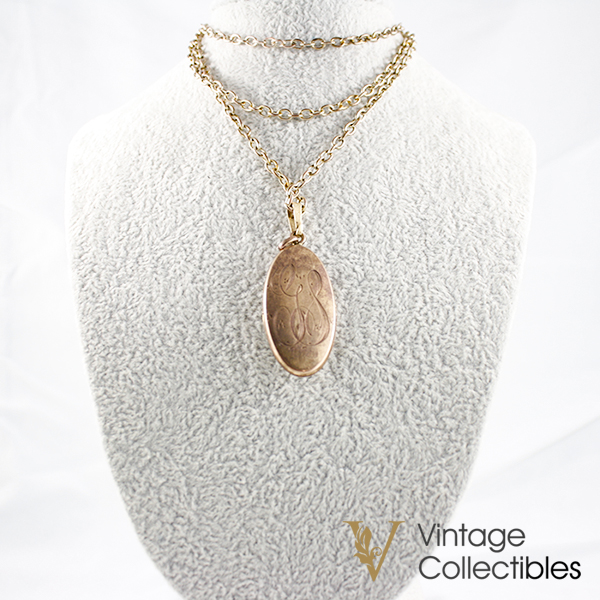 Vintage 10K Gold “Premiere” Locket with Amethyst Glass Stones — Mid‑Century Engraved Keepsake - Image 2